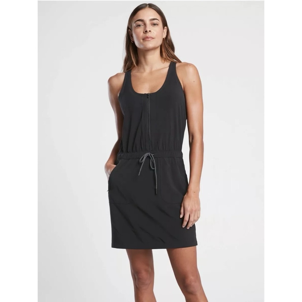 Athleta Expedition Skort Dress Sleeveless Black 4 Zip Up Athletic Tank Romper